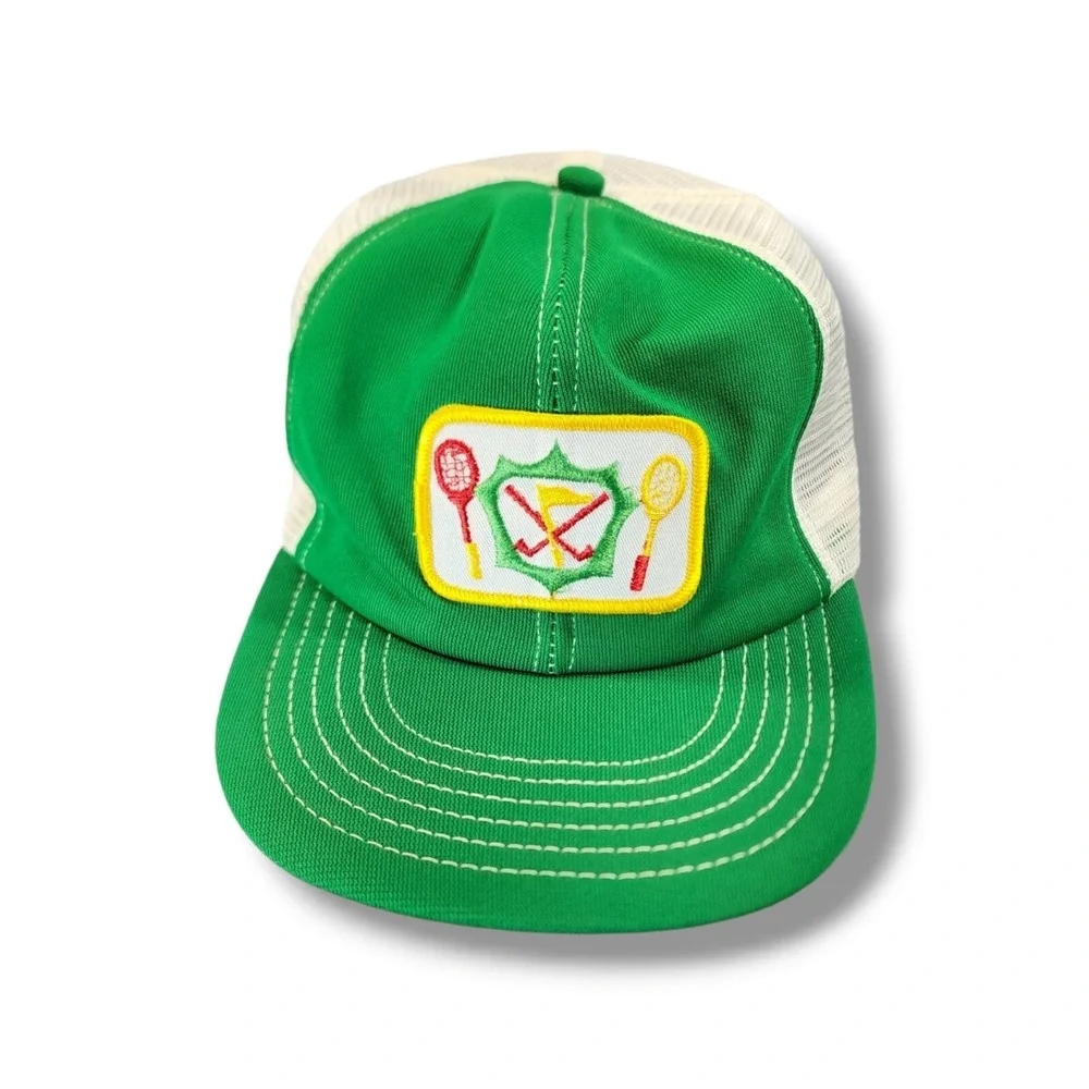 Vintage Golf Tennis Resort Clubs Patch Logo Truckers‎ Mesh Snapback Hat Cap USA